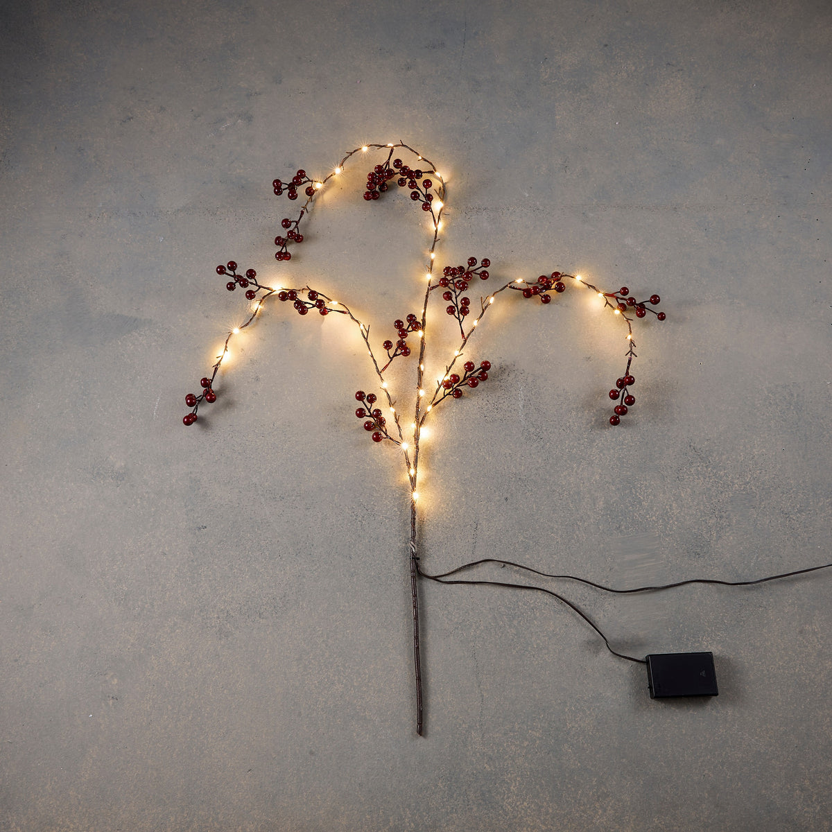 Luca Lighting dekorativna veja – rdeča, klasično bele LED (40), na baterije s časovnikom