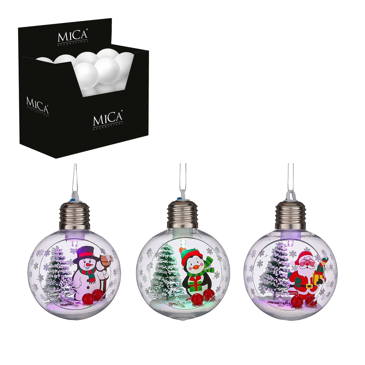 Božični okraski z LED osvetlitvijo - 3 različni