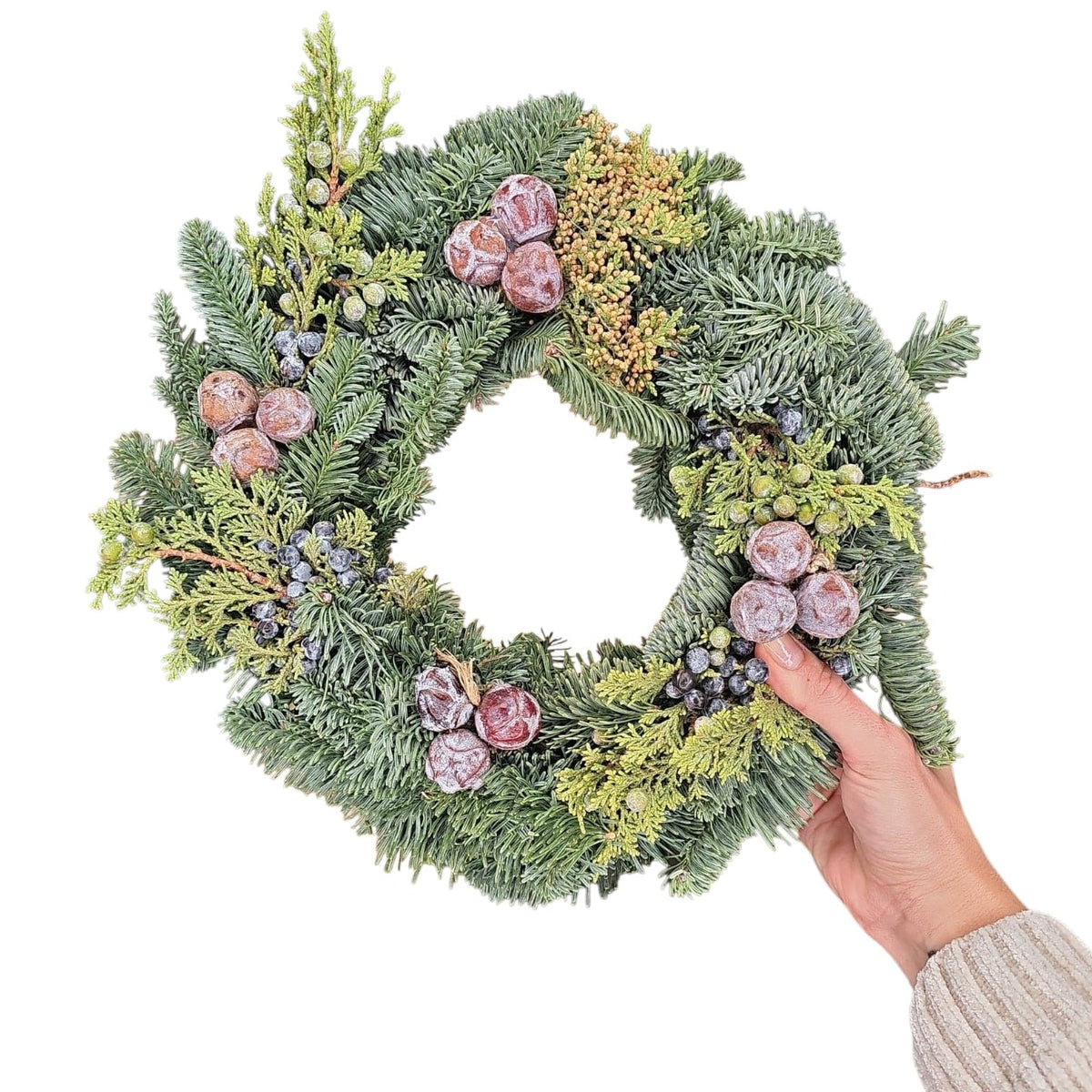 Osnova za venček – mešano zelenje (Ø 30 cm, enostranski)